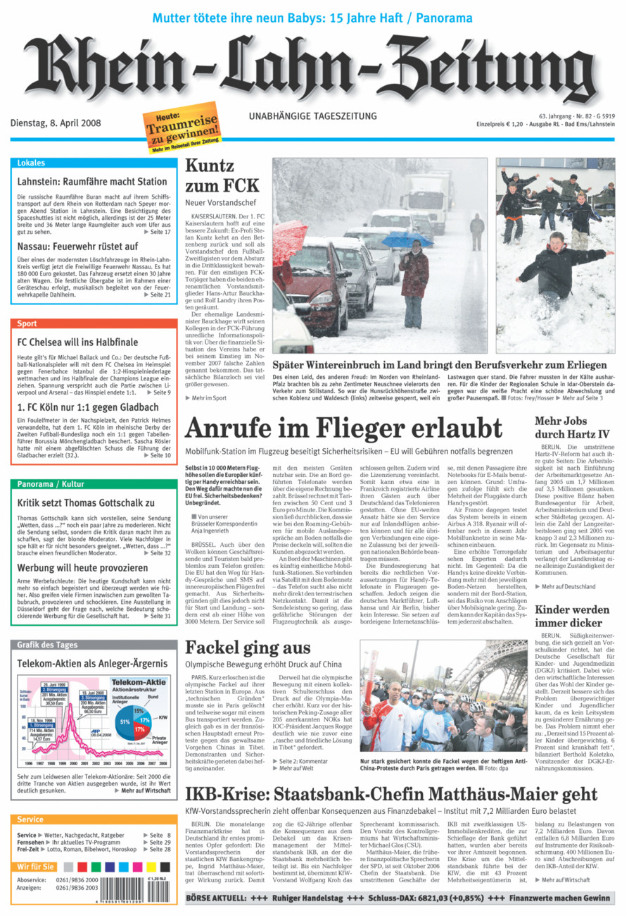 Rhein-Lahn-Zeitung vom Dienstag, 08.04.2008