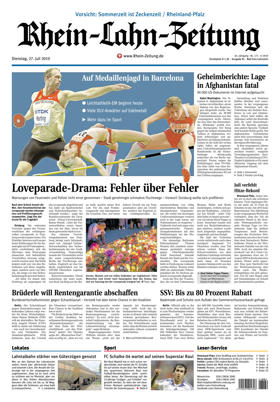 Rhein-Lahn-Zeitung vom Dienstag, 27.07.2010