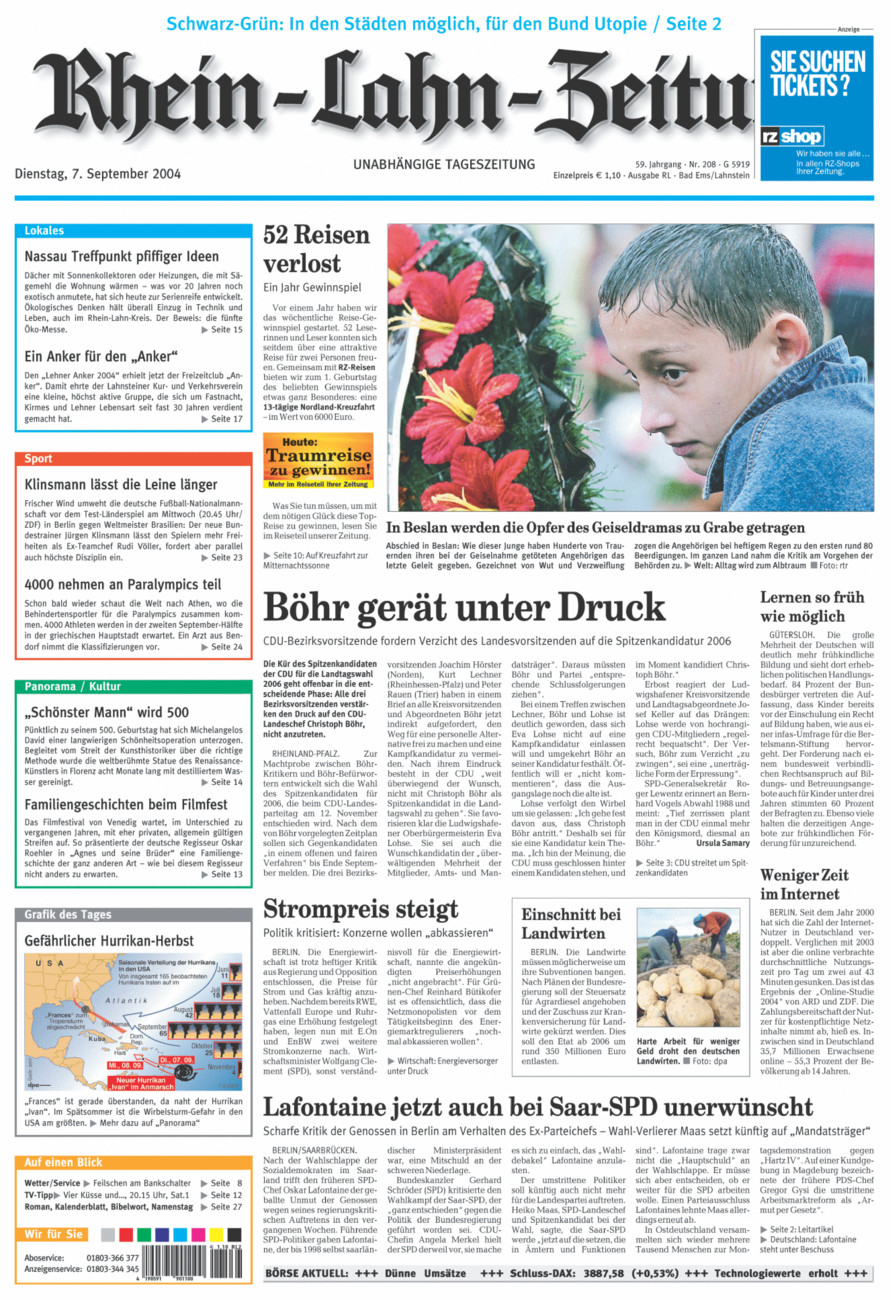 Rhein-Lahn-Zeitung vom Dienstag, 07.09.2004