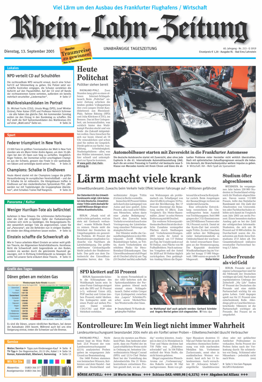 Rhein-Lahn-Zeitung vom Dienstag, 13.09.2005