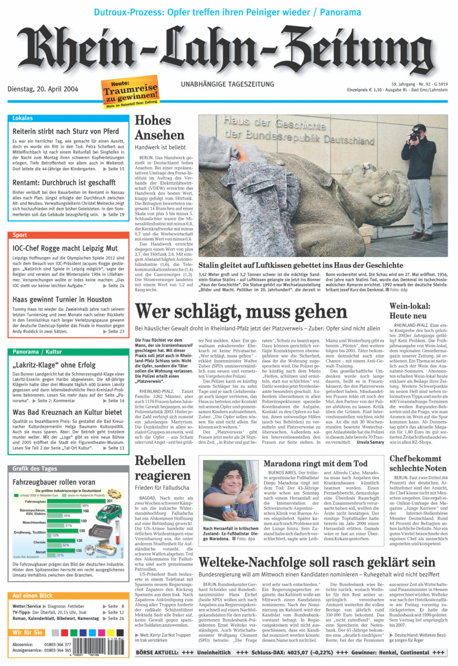 Rhein-Lahn-Zeitung vom Dienstag, 20.04.2004