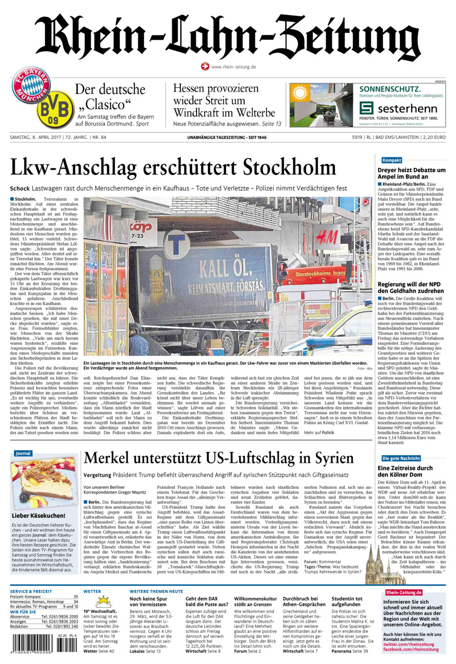 Rhein-Lahn-Zeitung vom Samstag, 08.04.2017