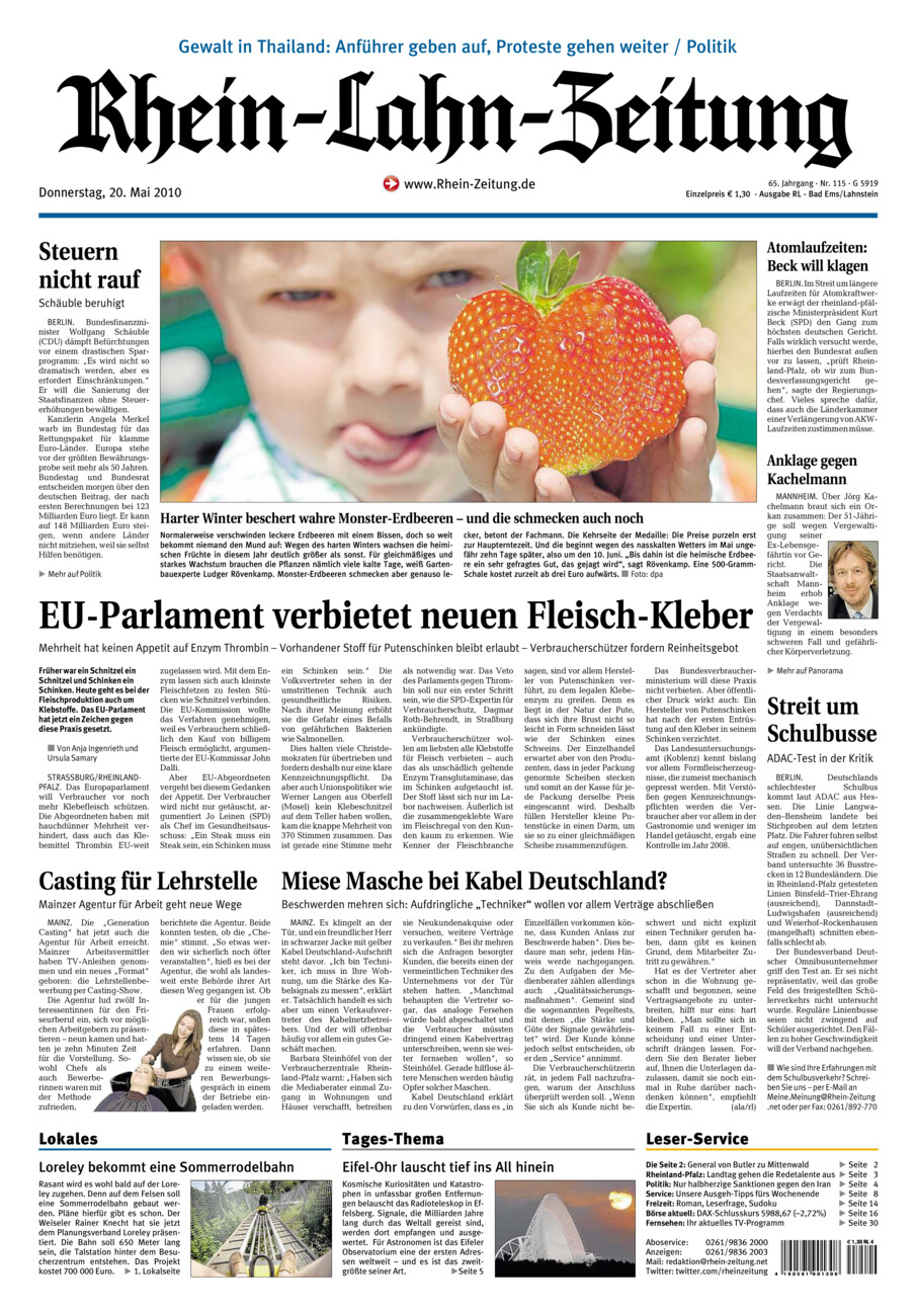 Rhein-Lahn-Zeitung vom Donnerstag, 20.05.2010
