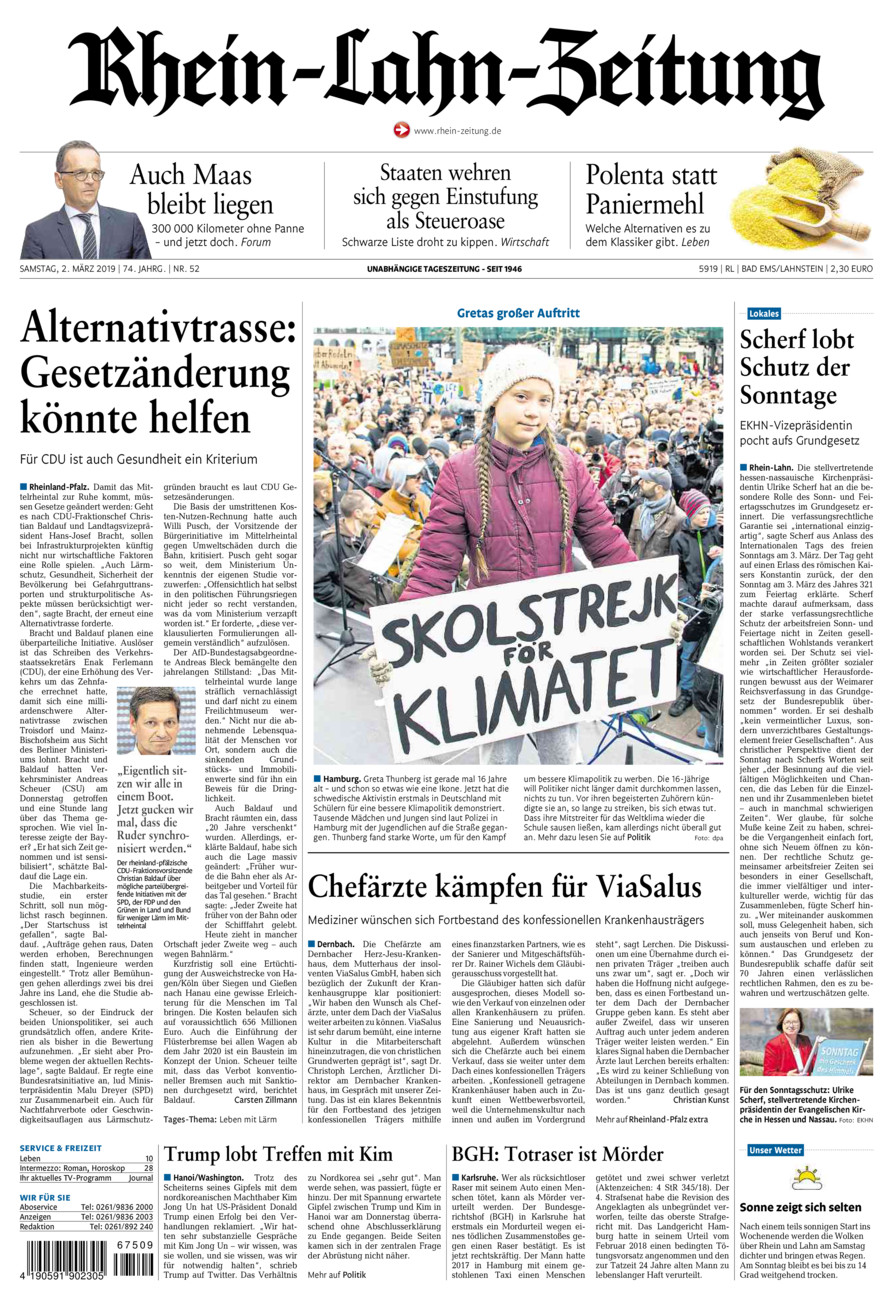 Rhein-Lahn-Zeitung vom Samstag, 02.03.2019