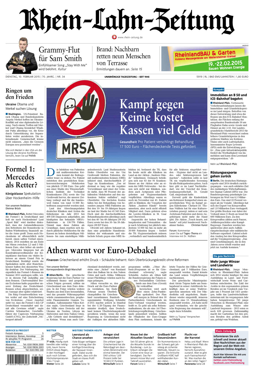 Rhein-Lahn-Zeitung vom Dienstag, 10.02.2015
