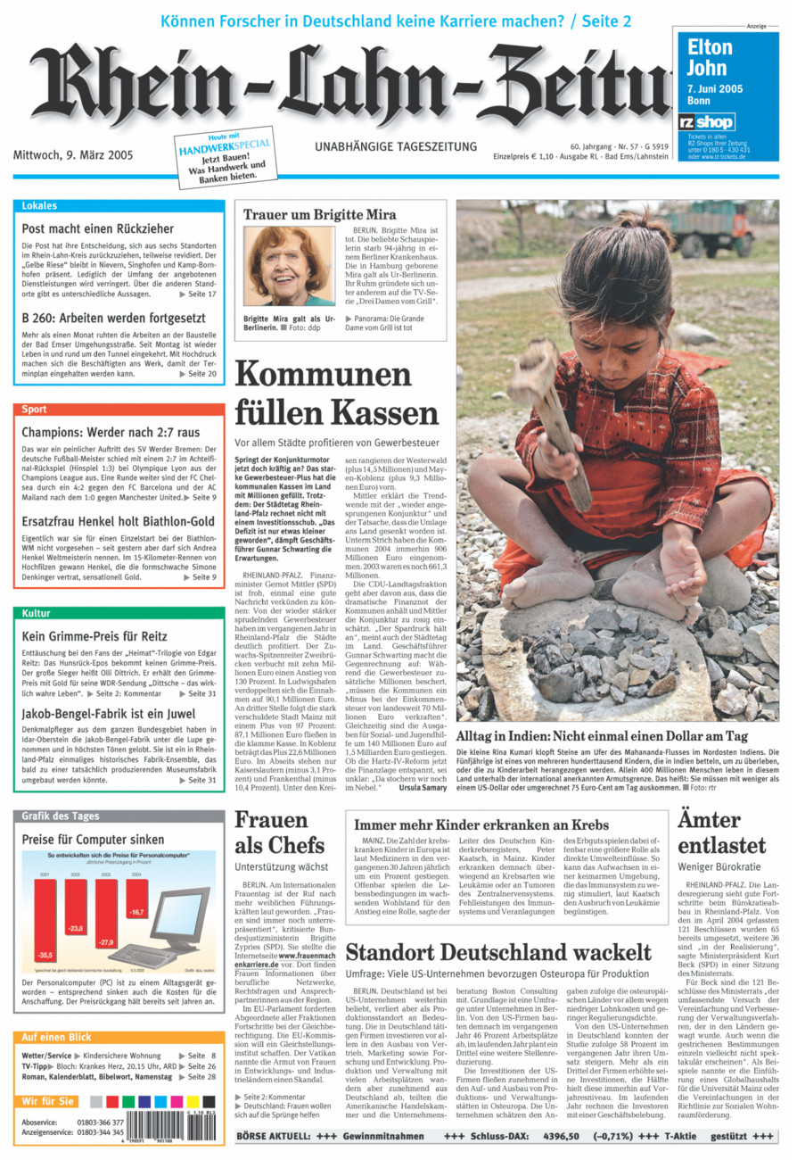 Rhein-Lahn-Zeitung vom Mittwoch, 09.03.2005