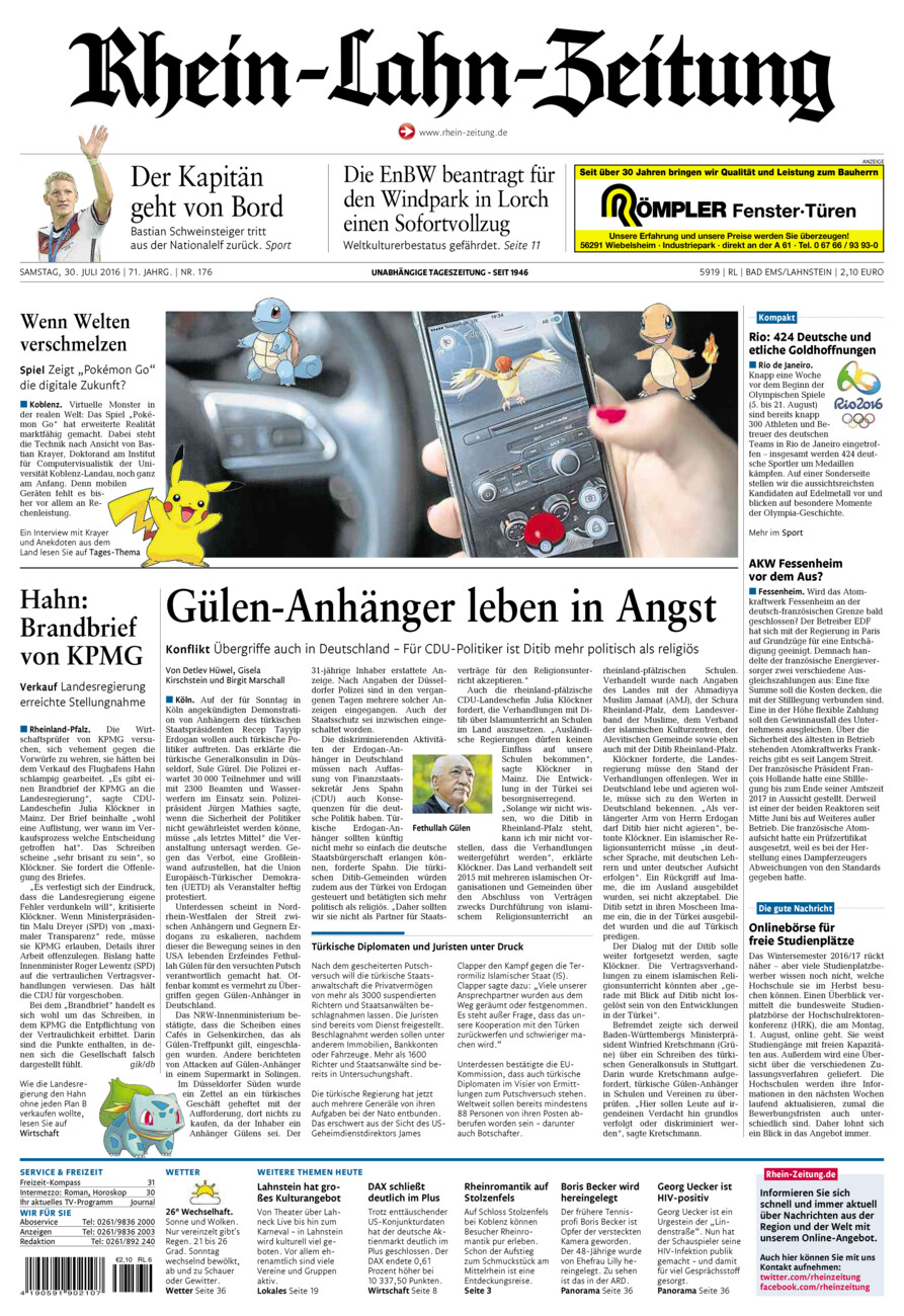 Rhein-Lahn-Zeitung vom Samstag, 30.07.2016