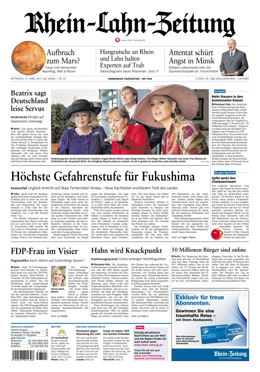 Rhein-Lahn-Zeitung vom Mittwoch, 13.04.2011