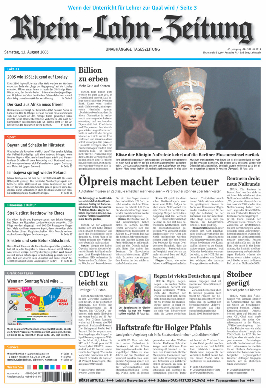 Rhein-Lahn-Zeitung vom Samstag, 13.08.2005