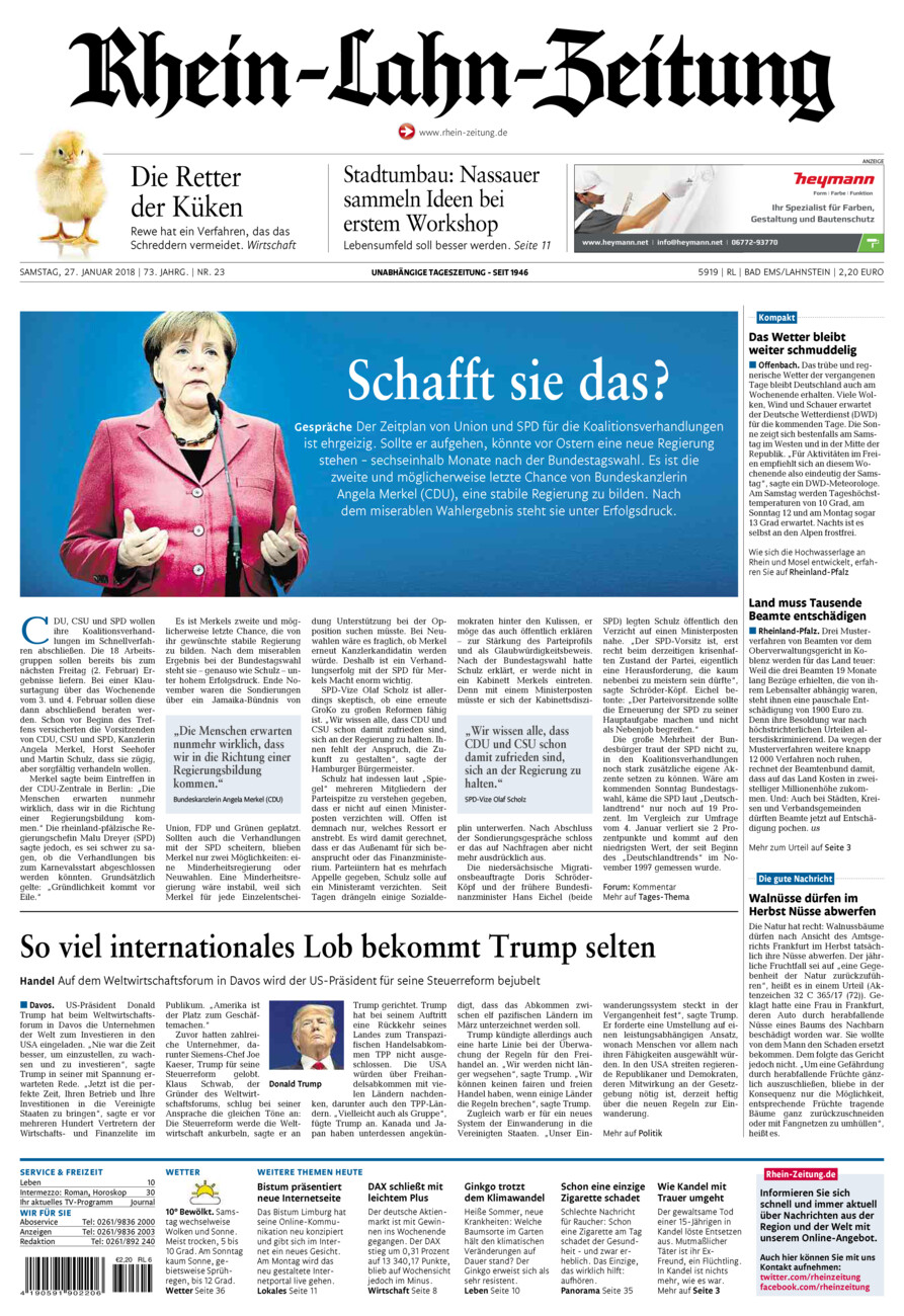 Rhein-Lahn-Zeitung vom Samstag, 27.01.2018