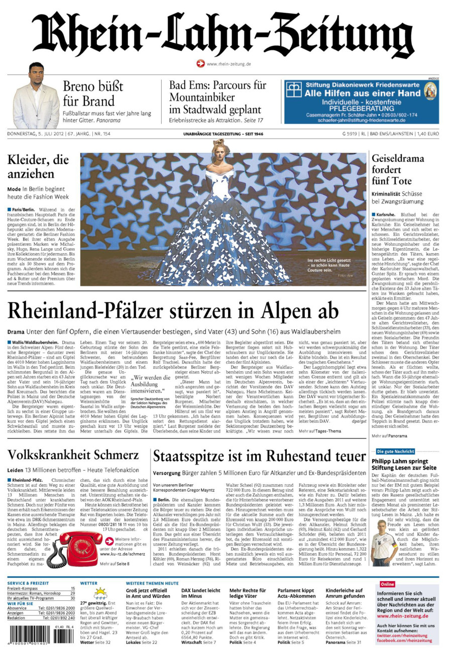 Rhein-Lahn-Zeitung vom Donnerstag, 05.07.2012