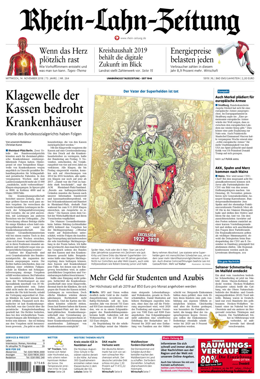Rhein-Lahn-Zeitung vom Mittwoch, 14.11.2018
