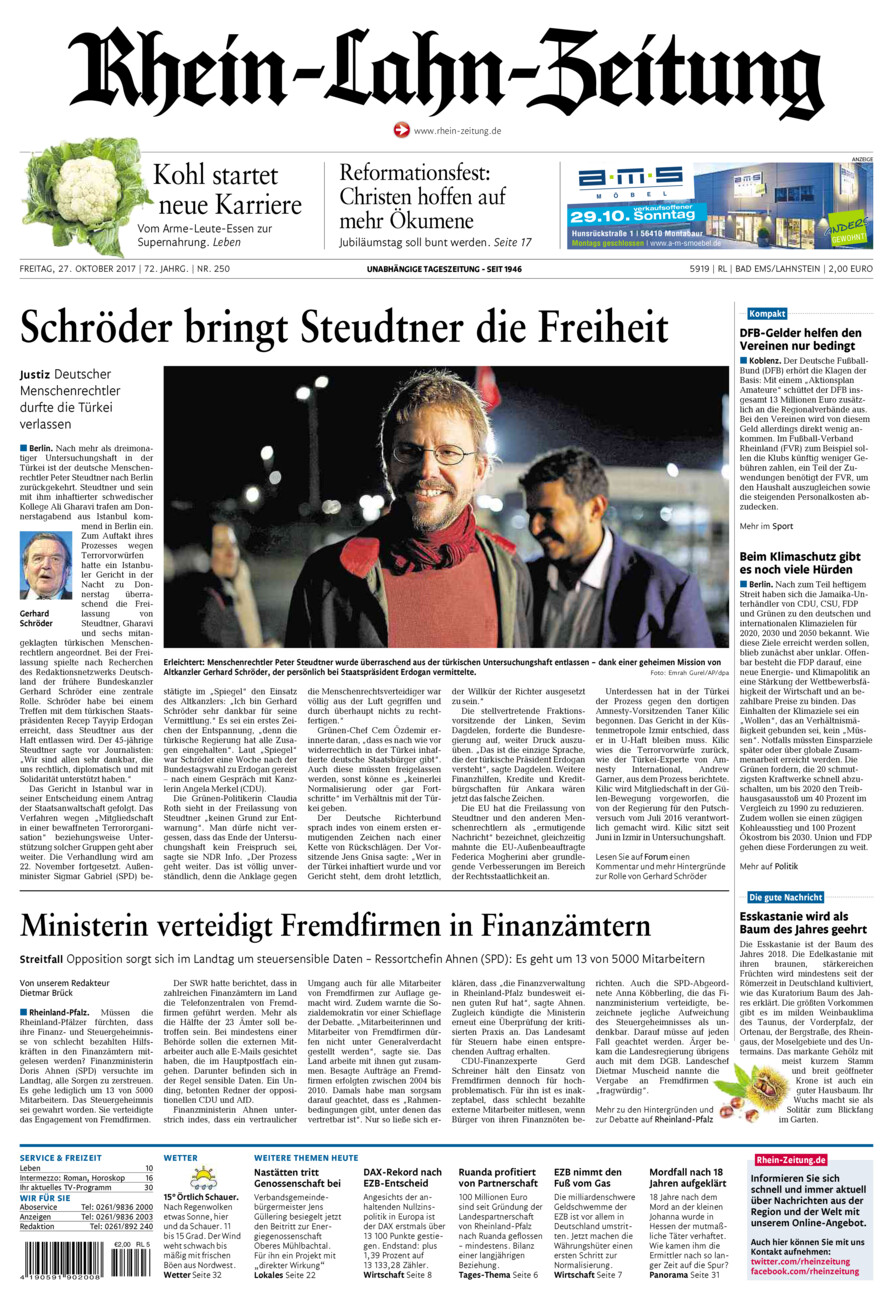 Rhein-Lahn-Zeitung vom Freitag, 27.10.2017