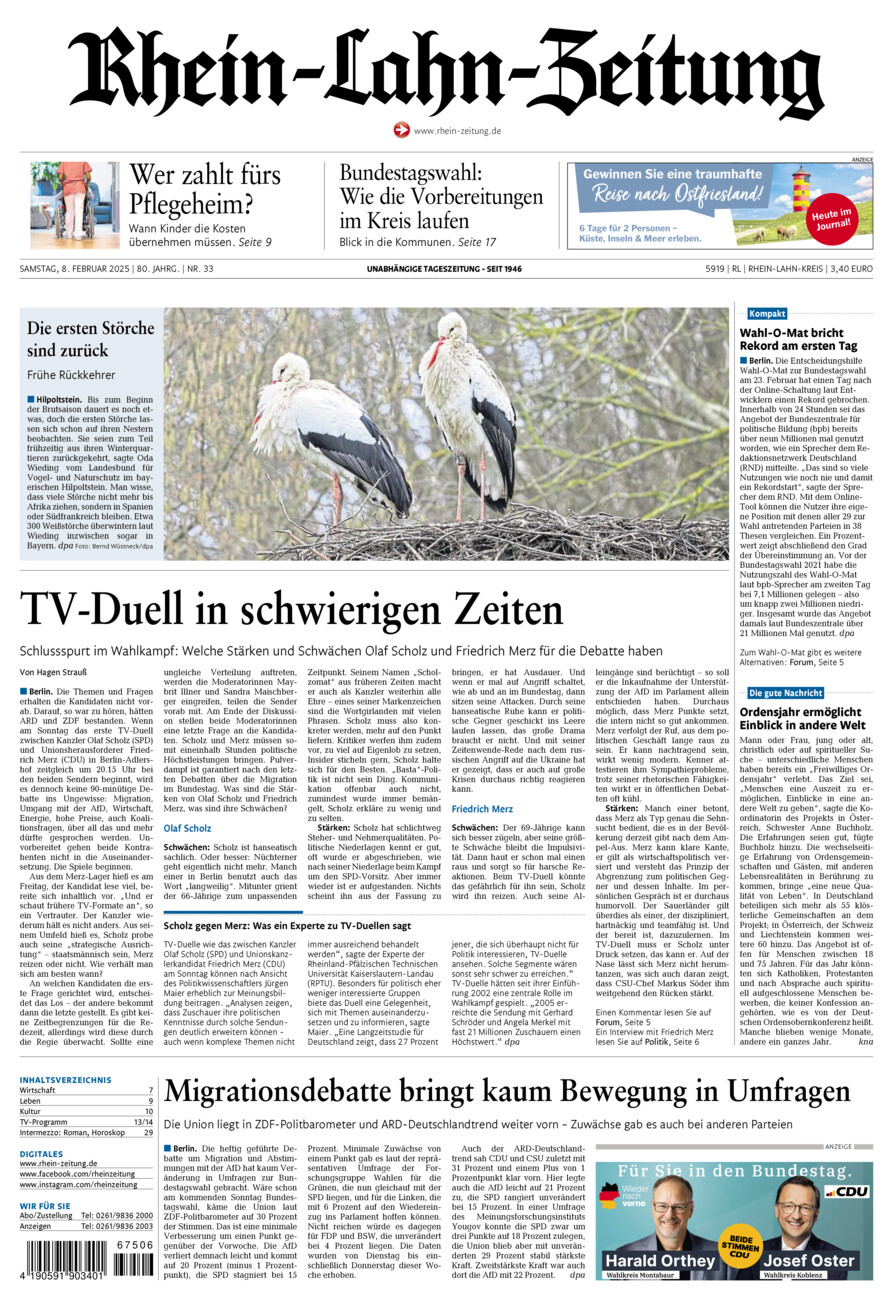 Rhein-Lahn-Zeitung vom Samstag, 08.02.2025