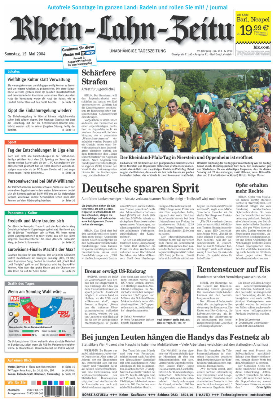 Rhein-Lahn-Zeitung vom Samstag, 15.05.2004