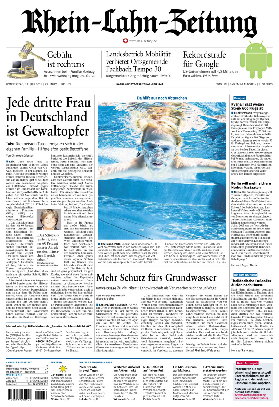 Rhein-Lahn-Zeitung vom Donnerstag, 19.07.2018
