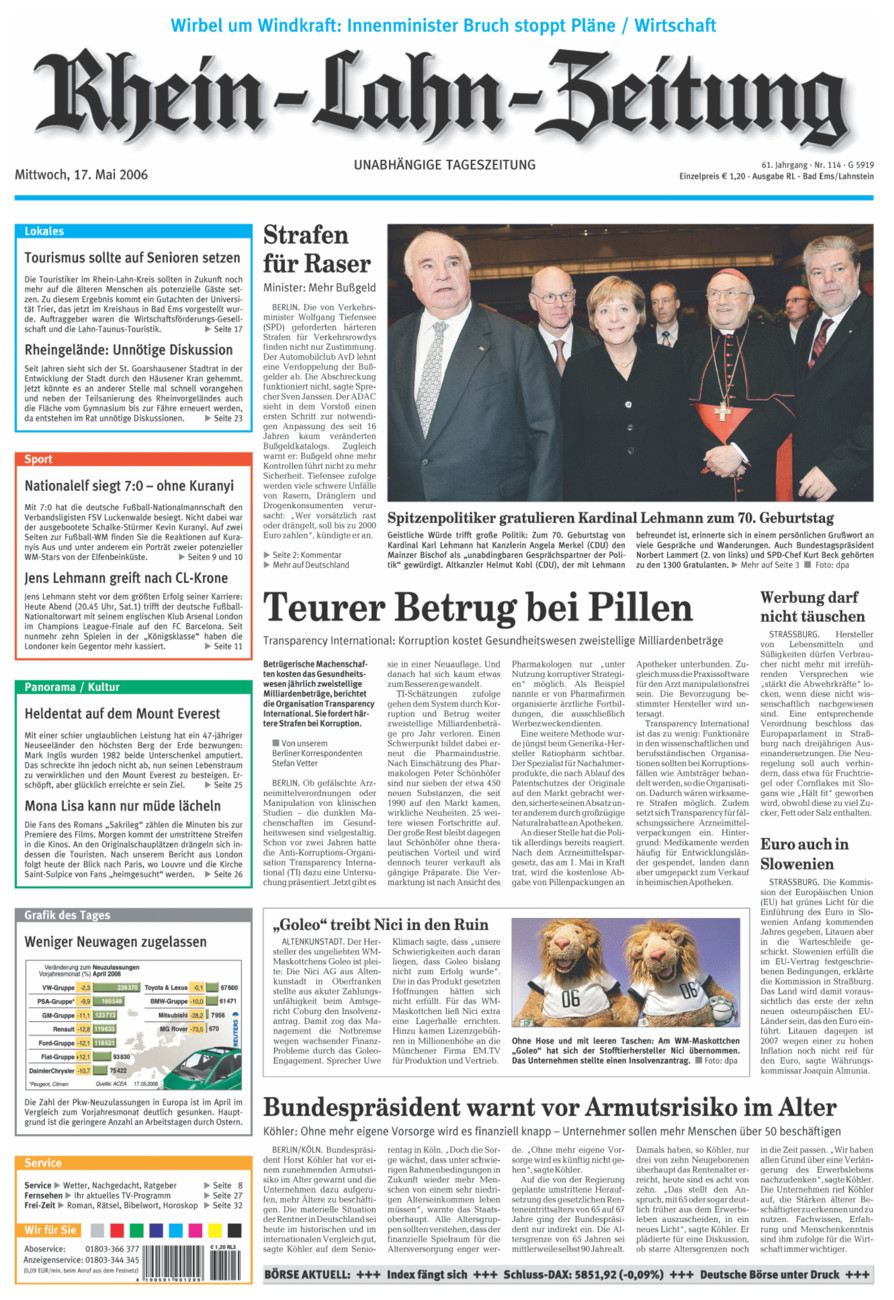 Rhein-Lahn-Zeitung vom Mittwoch, 17.05.2006