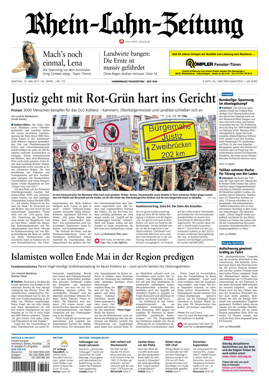 Rhein-Lahn-Zeitung vom Samstag, 14.05.2011
