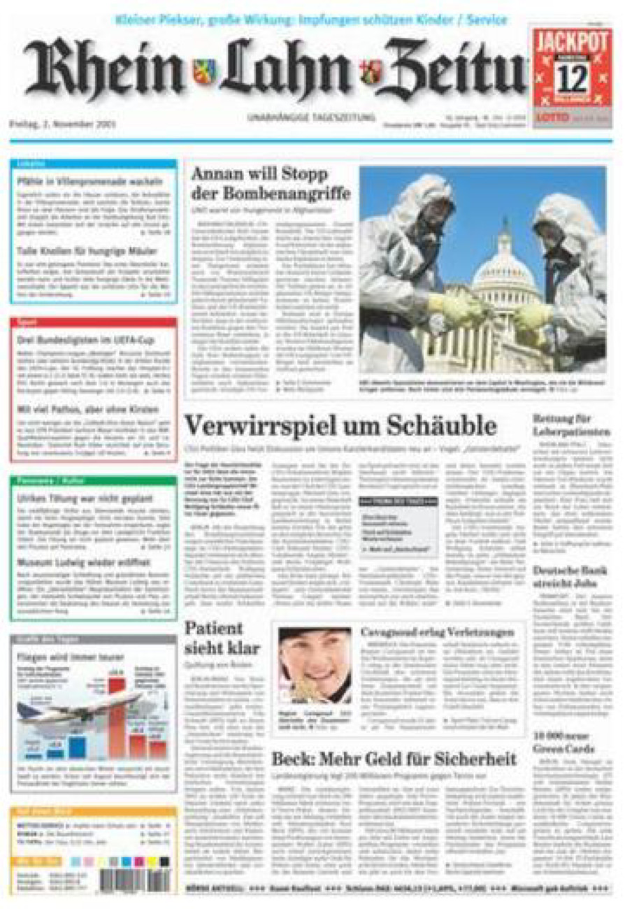 Rhein-Lahn-Zeitung vom Freitag, 02.11.2001