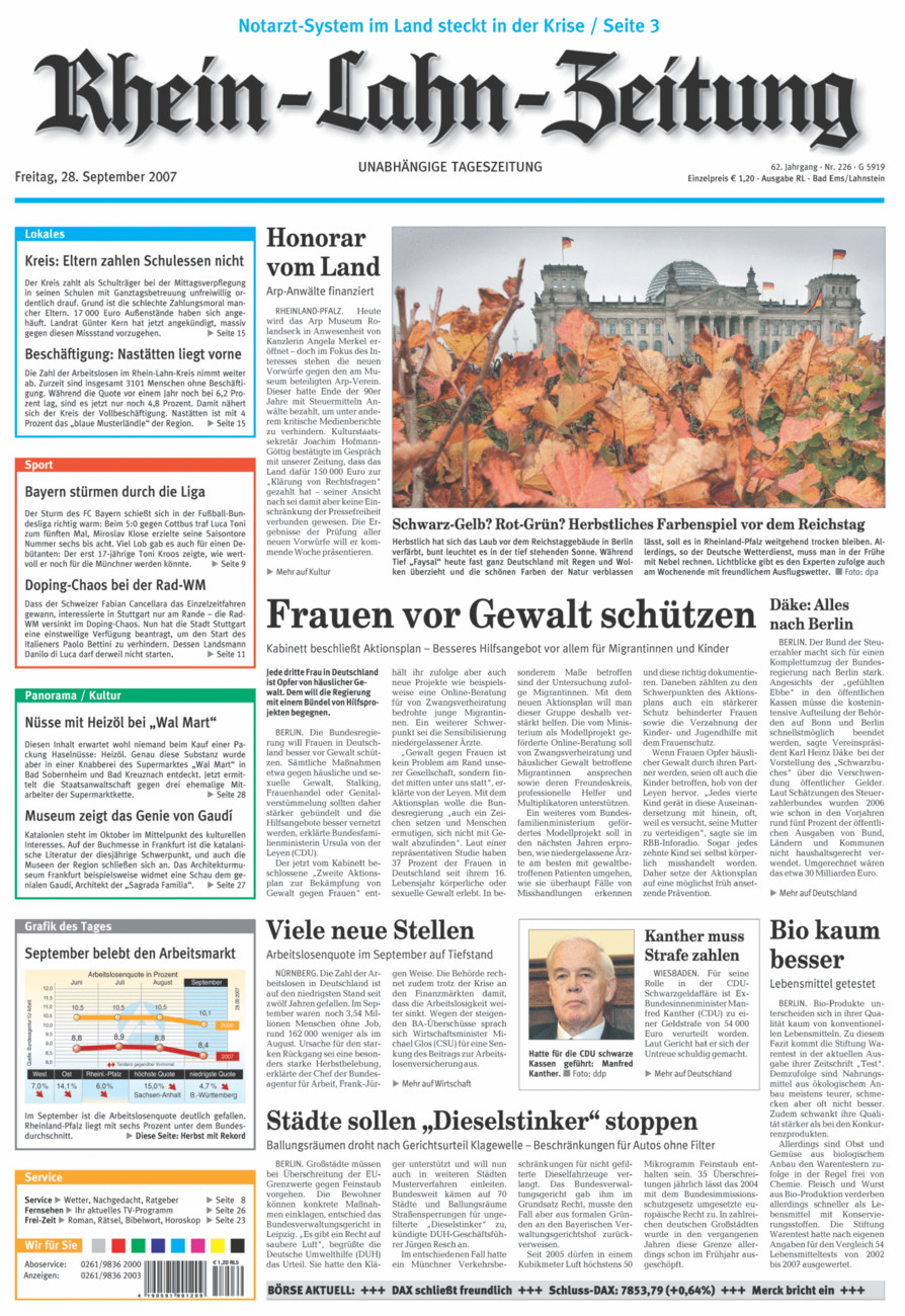 Rhein-Lahn-Zeitung vom Freitag, 28.09.2007