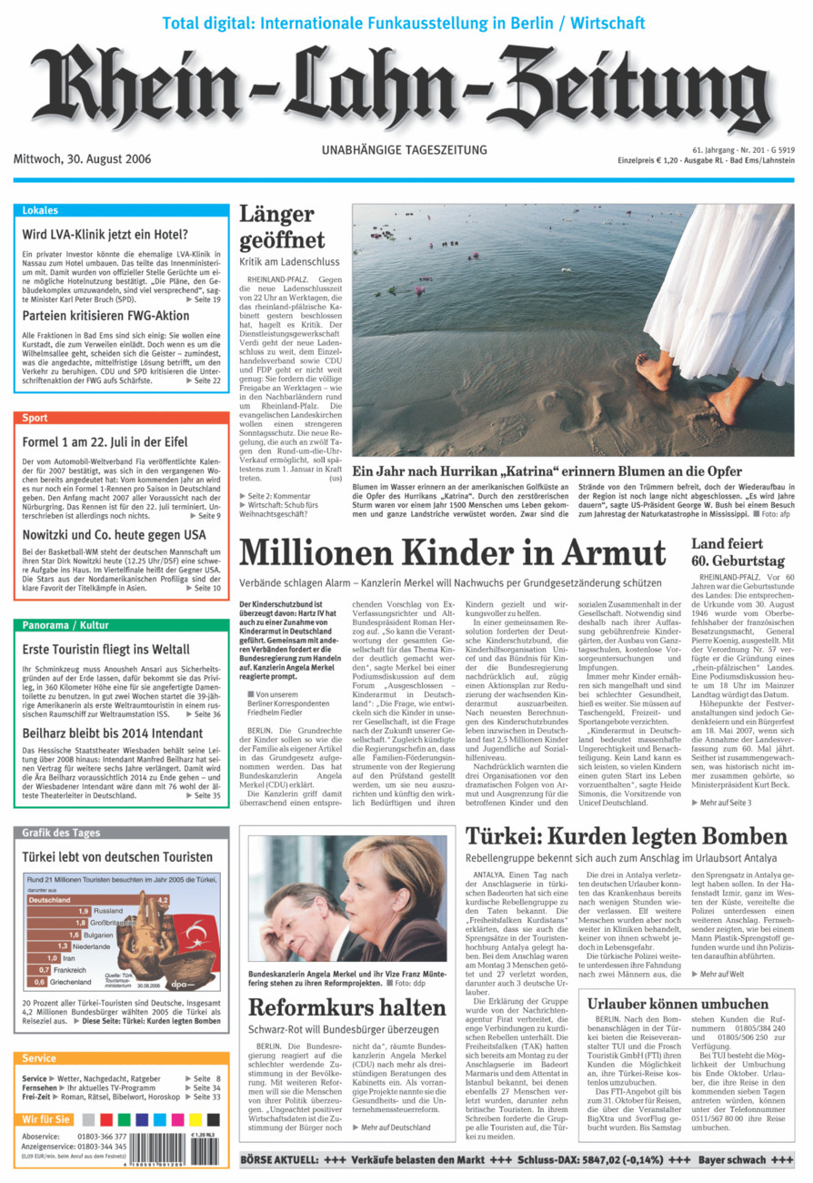 Rhein-Lahn-Zeitung vom Mittwoch, 30.08.2006