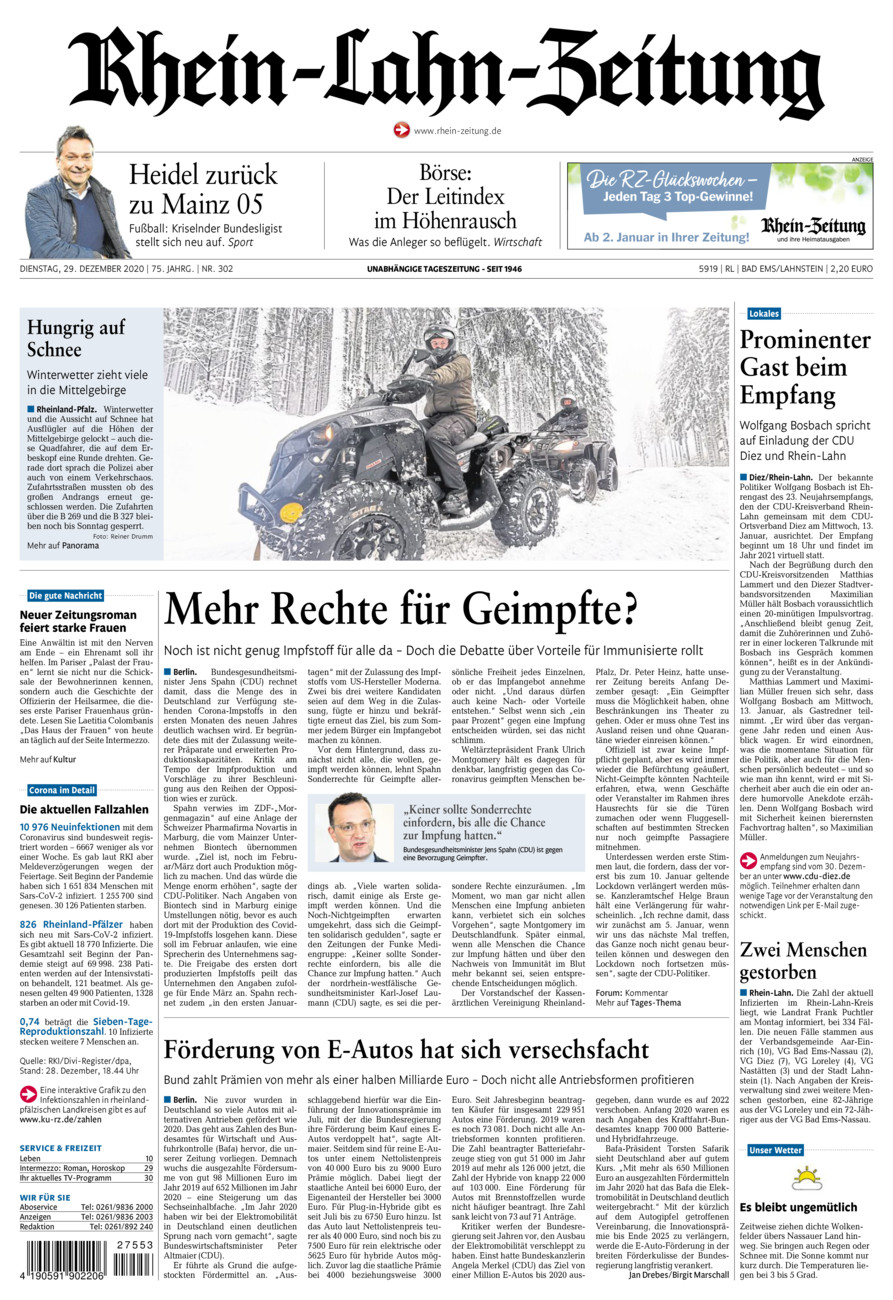 Rhein-Lahn-Zeitung vom Dienstag, 29.12.2020