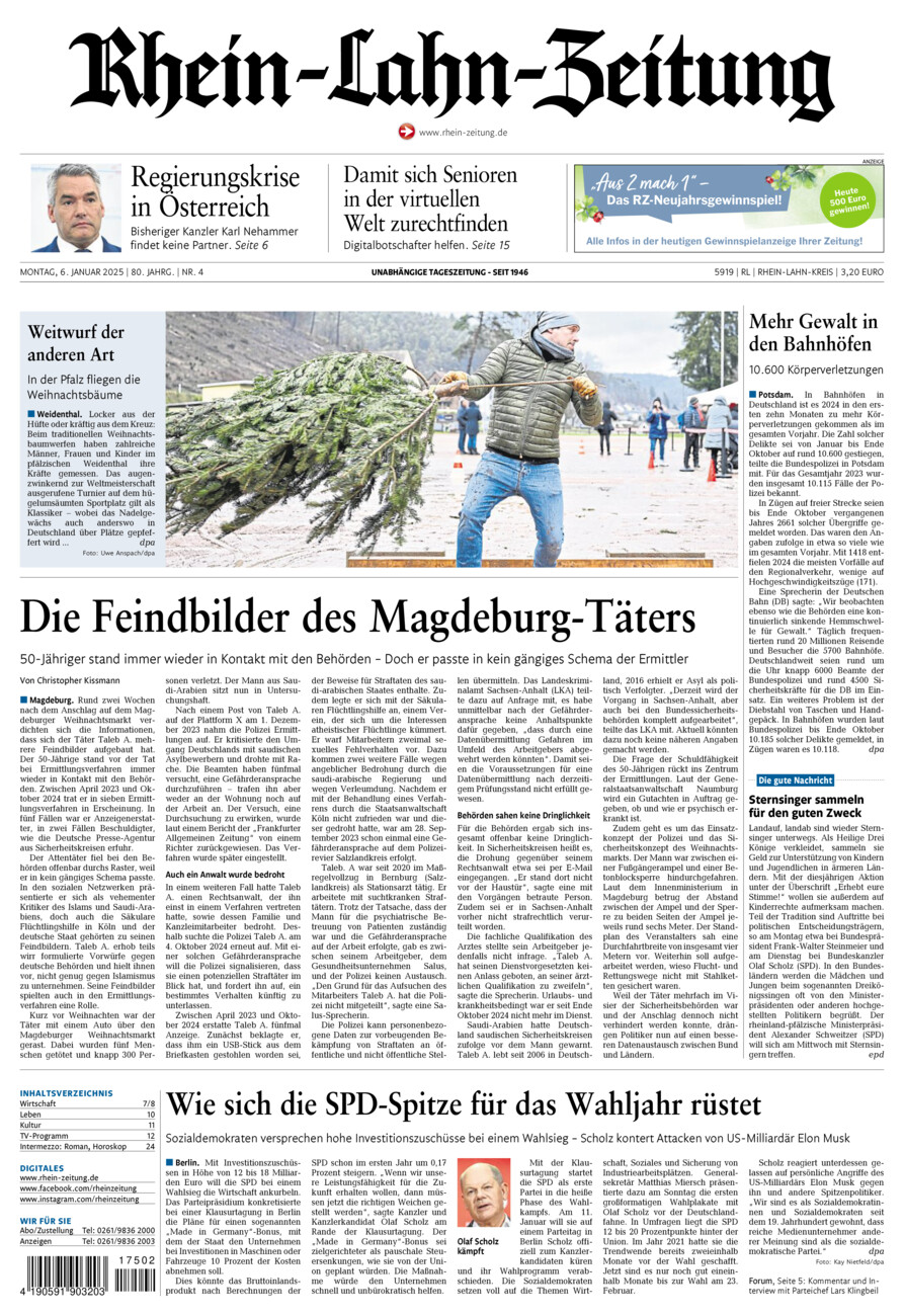 Rhein-Lahn-Zeitung vom Montag, 06.01.2025