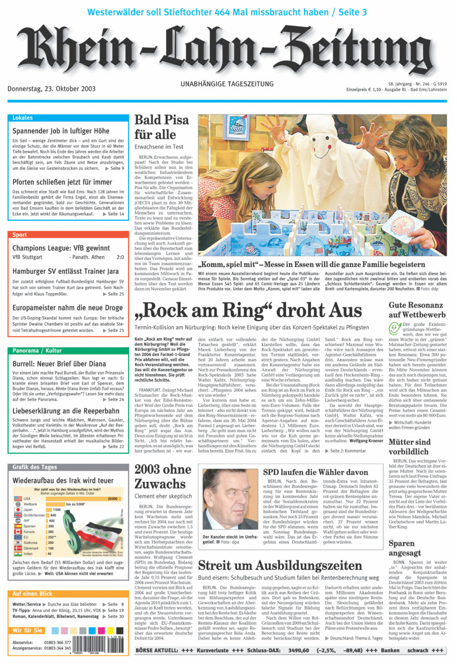 Rhein-Lahn-Zeitung vom Donnerstag, 23.10.2003