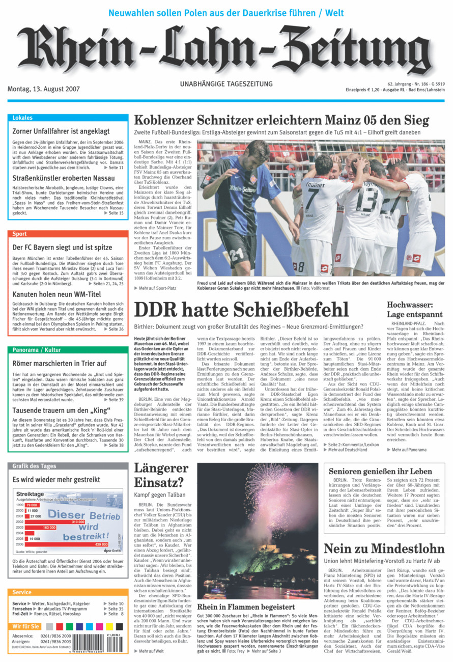 Rhein-Lahn-Zeitung vom Montag, 13.08.2007