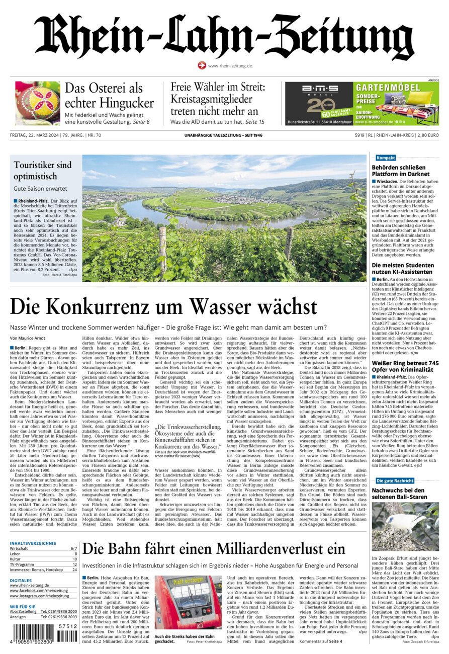 Rhein-Lahn-Zeitung vom Freitag, 22.03.2024
