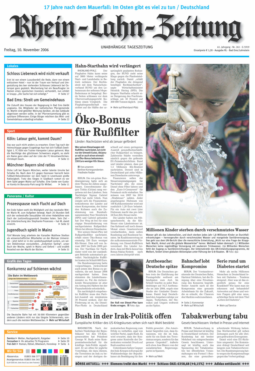 Rhein-Lahn-Zeitung vom Freitag, 10.11.2006