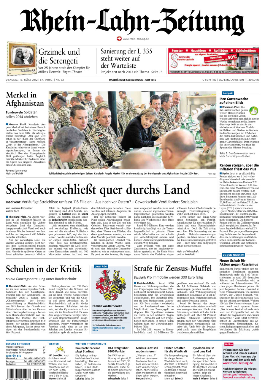 Rhein-Lahn-Zeitung vom Dienstag, 13.03.2012