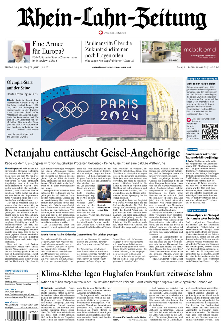 Rhein-Lahn-Zeitung vom Freitag, 26.07.2024