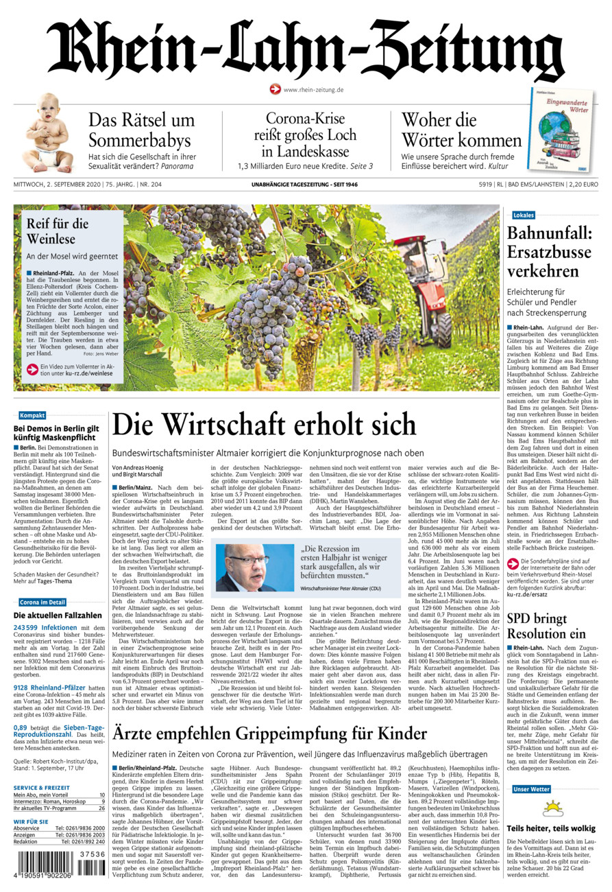 Rhein-Lahn-Zeitung vom Mittwoch, 02.09.2020