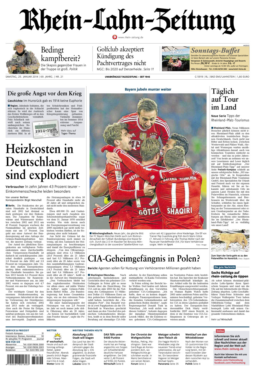 Rhein-Lahn-Zeitung vom Samstag, 25.01.2014