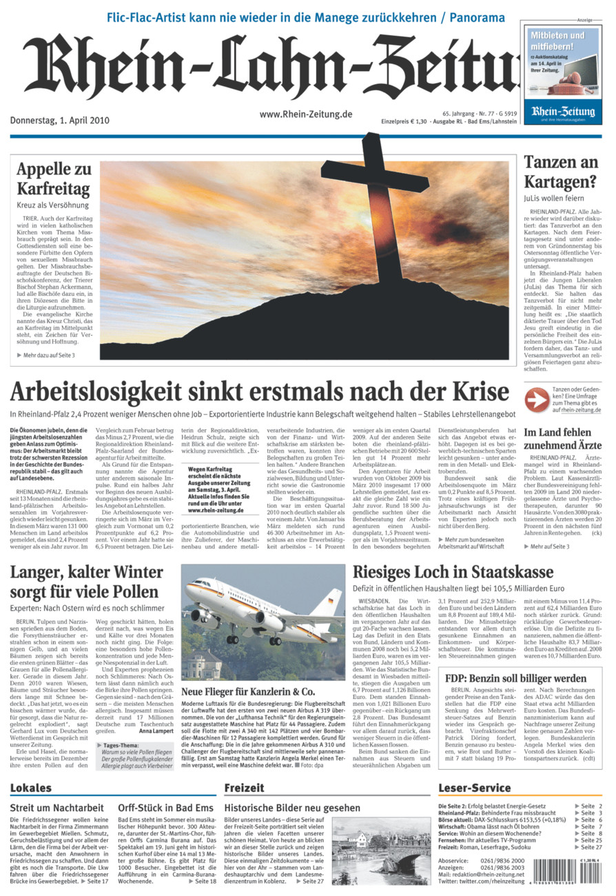 Rhein-Lahn-Zeitung vom Donnerstag, 01.04.2010