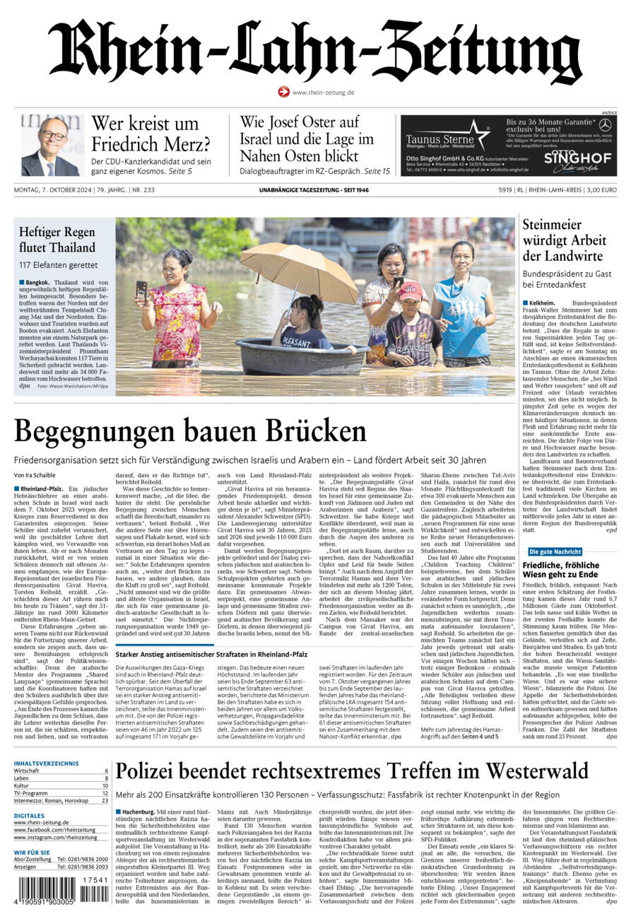 Rhein-Lahn-Zeitung vom Montag, 07.10.2024