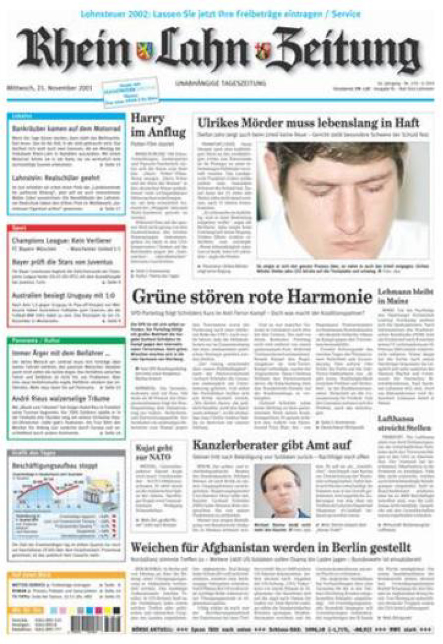 Rhein-Lahn-Zeitung vom Mittwoch, 21.11.2001