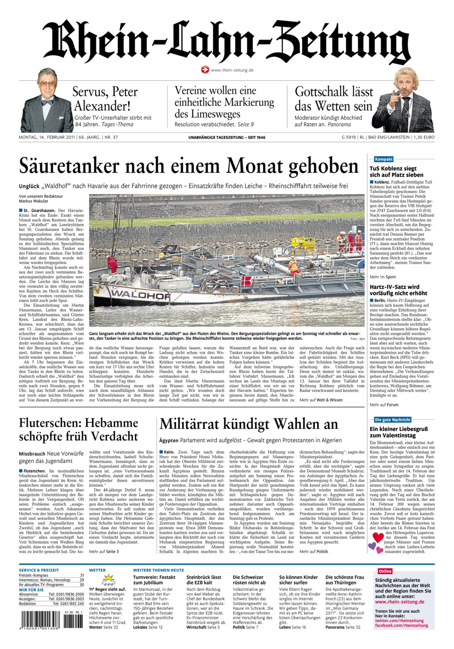 Rhein-Lahn-Zeitung vom Montag, 14.02.2011