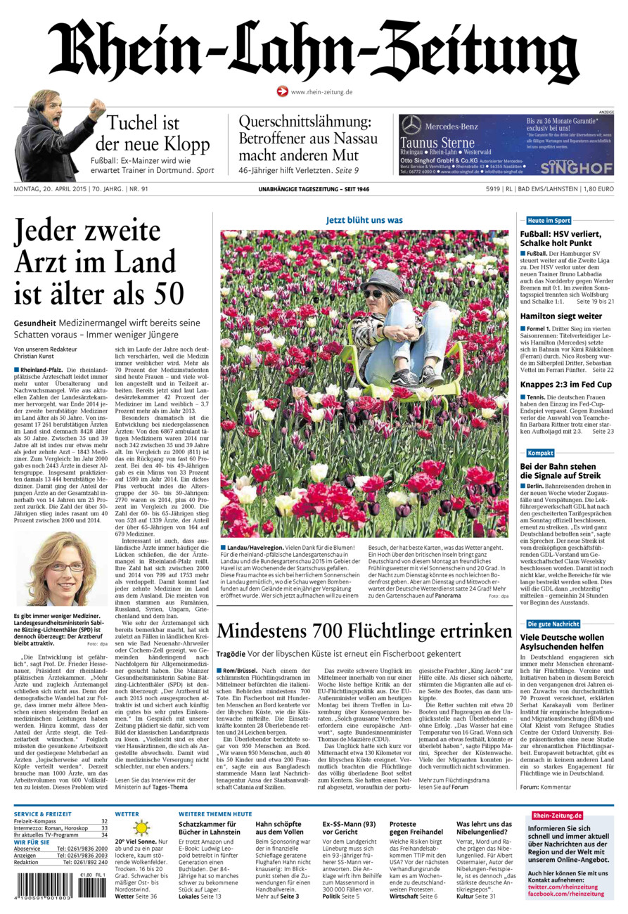 Rhein-Lahn-Zeitung vom Montag, 20.04.2015