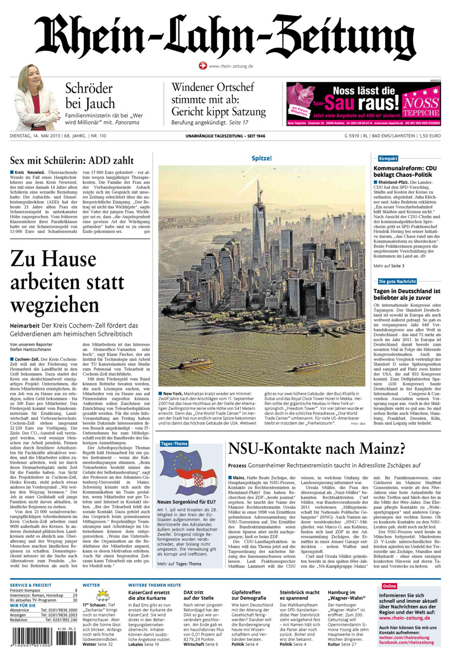 Rhein-Lahn-Zeitung vom Dienstag, 14.05.2013