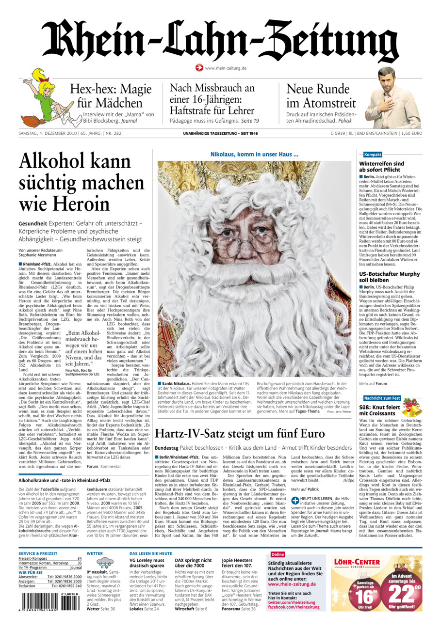 Rhein-Lahn-Zeitung vom Samstag, 04.12.2010