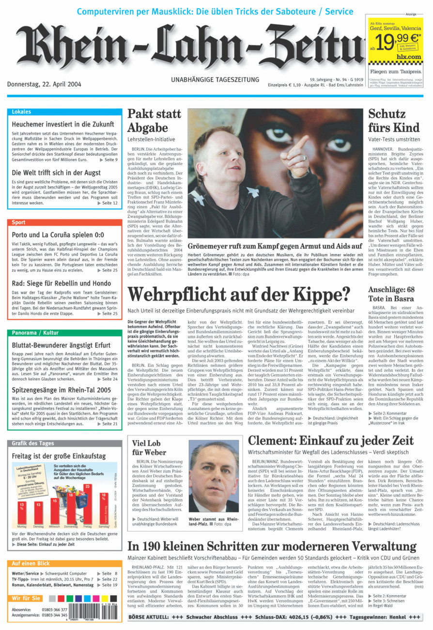 Rhein-Lahn-Zeitung vom Donnerstag, 22.04.2004