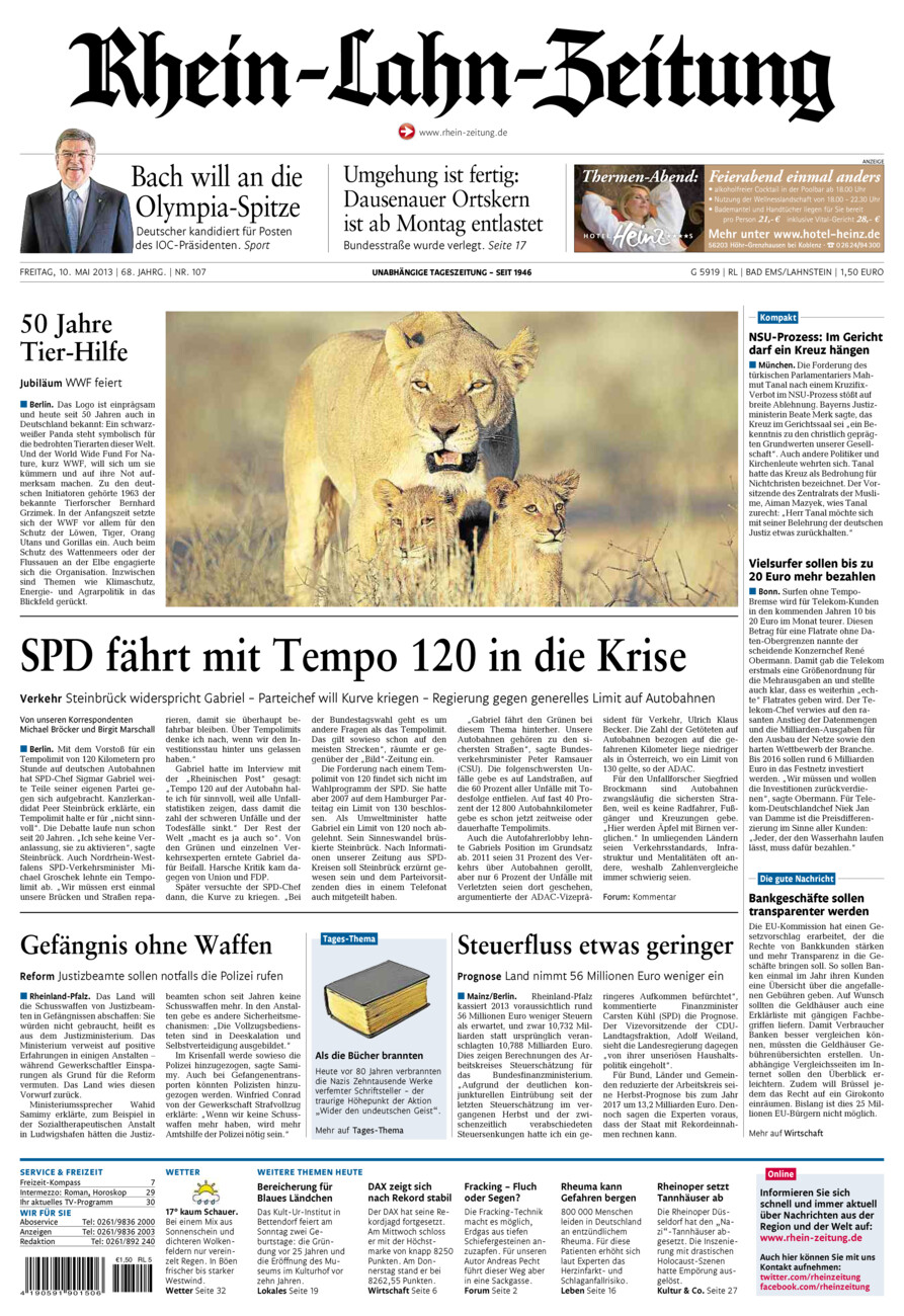 Rhein-Lahn-Zeitung vom Freitag, 10.05.2013