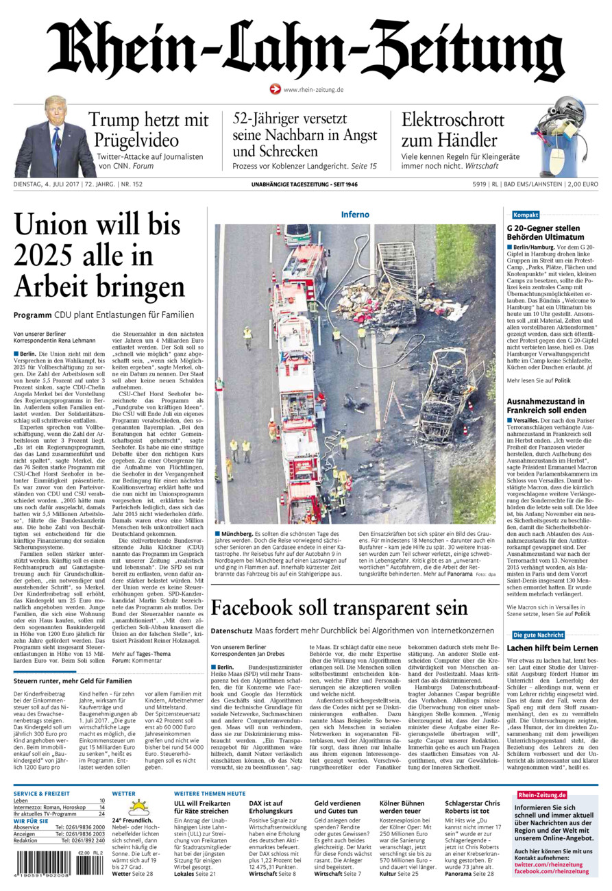 Rhein-Lahn-Zeitung vom Dienstag, 04.07.2017