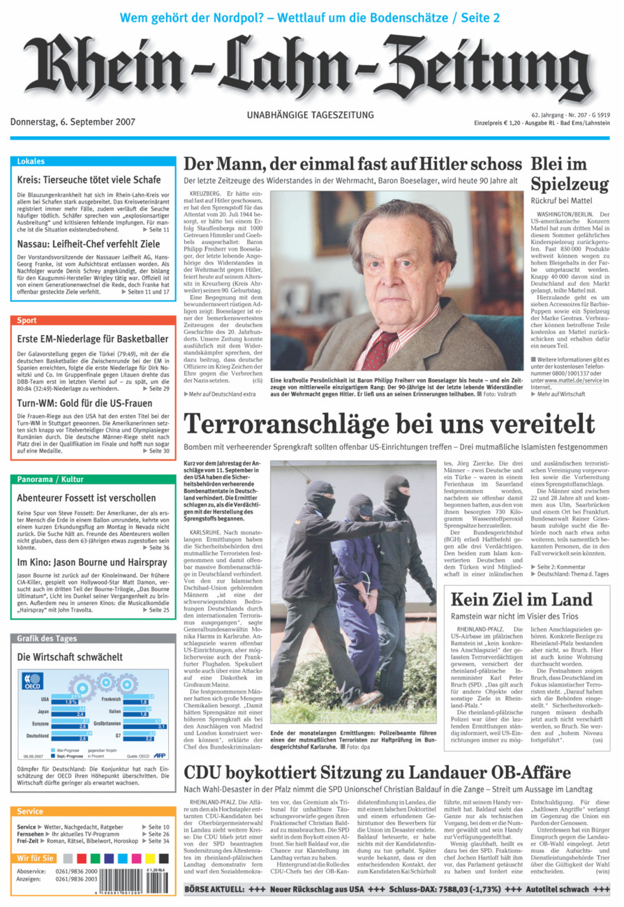 Rhein-Lahn-Zeitung vom Donnerstag, 06.09.2007