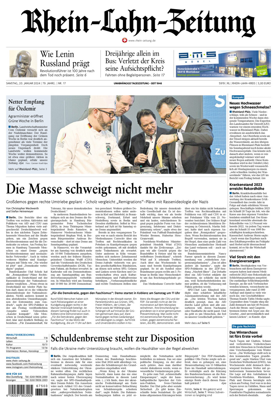 Rhein-Lahn-Zeitung vom Samstag, 20.01.2024
