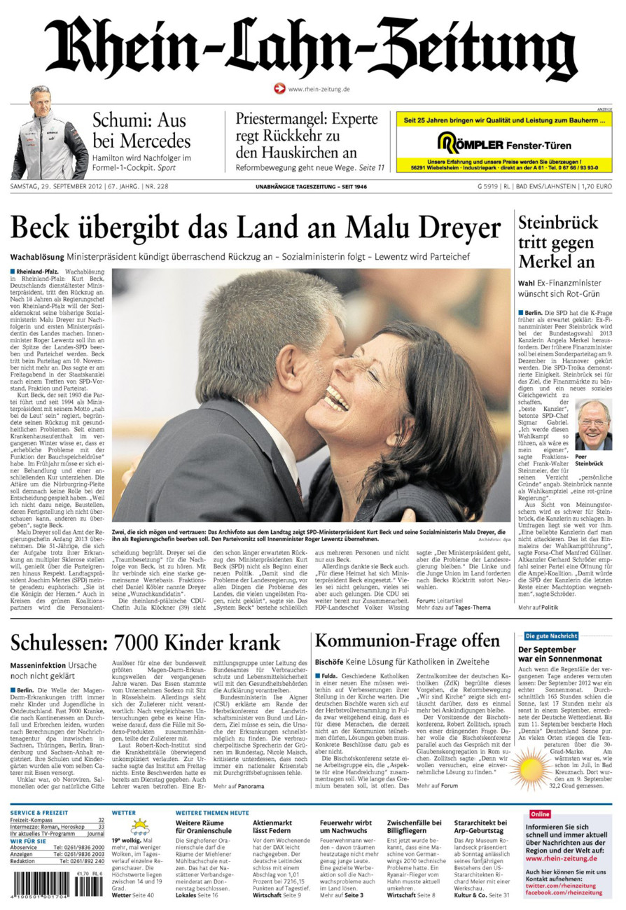 Rhein-Lahn-Zeitung vom Samstag, 29.09.2012