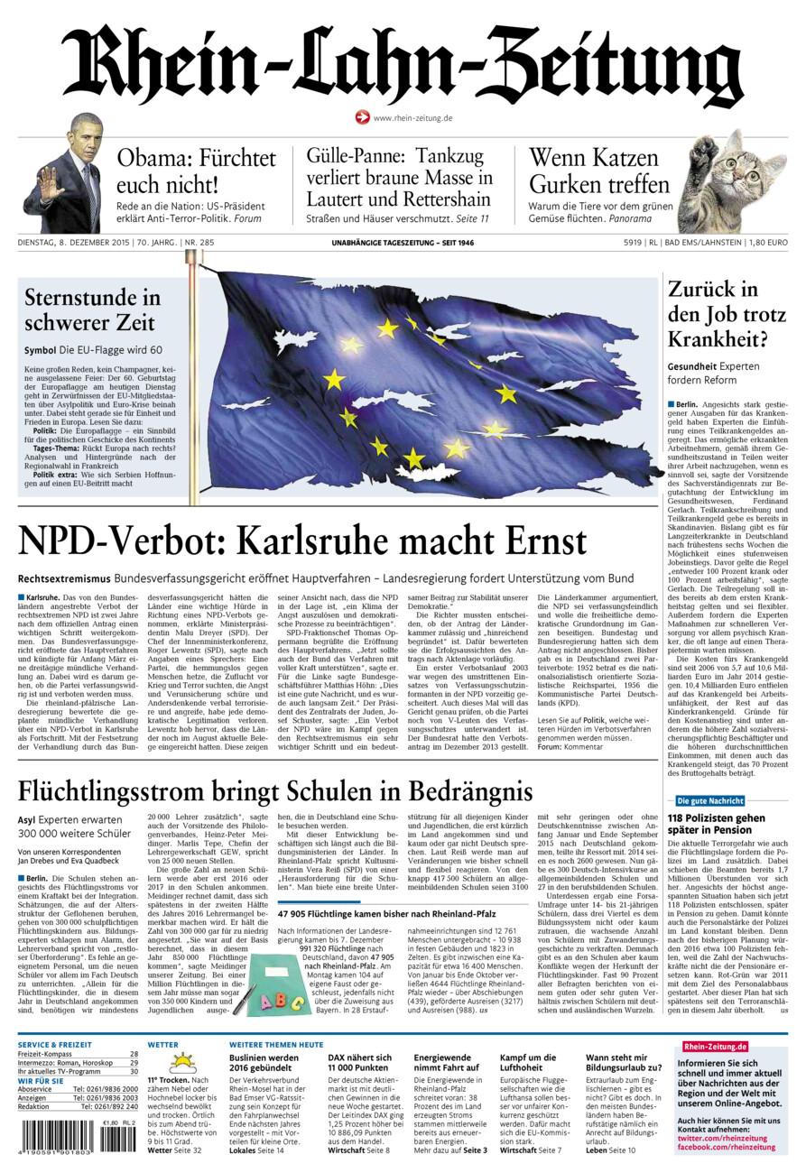 Rhein-Lahn-Zeitung vom Dienstag, 08.12.2015