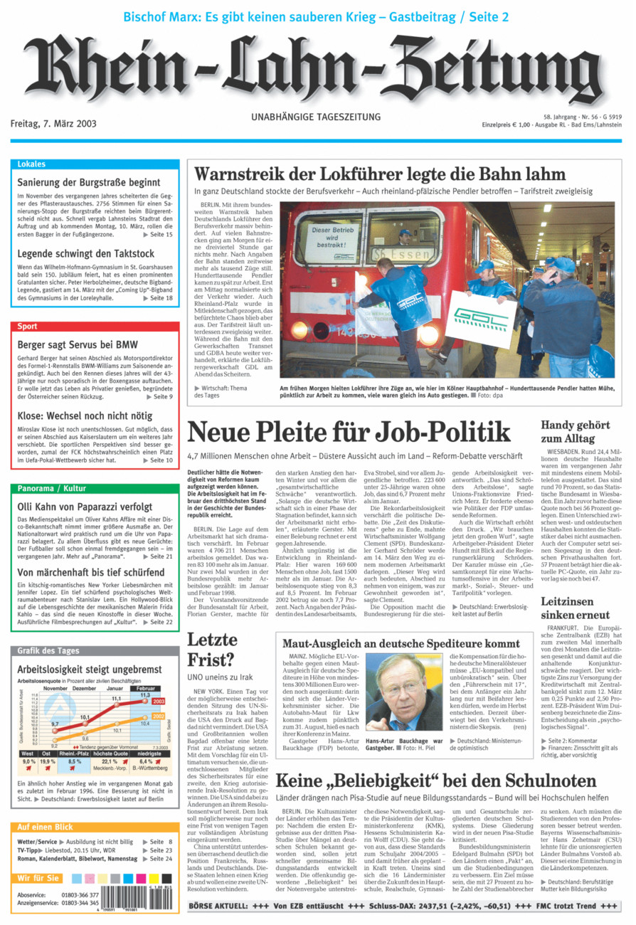 Rhein-Lahn-Zeitung vom Freitag, 07.03.2003